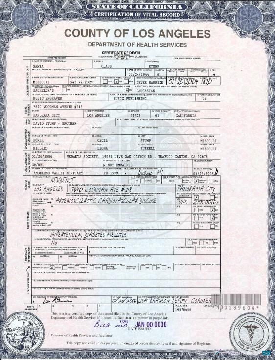 Download USA California Death Certificate template in PSD format Photoshop template